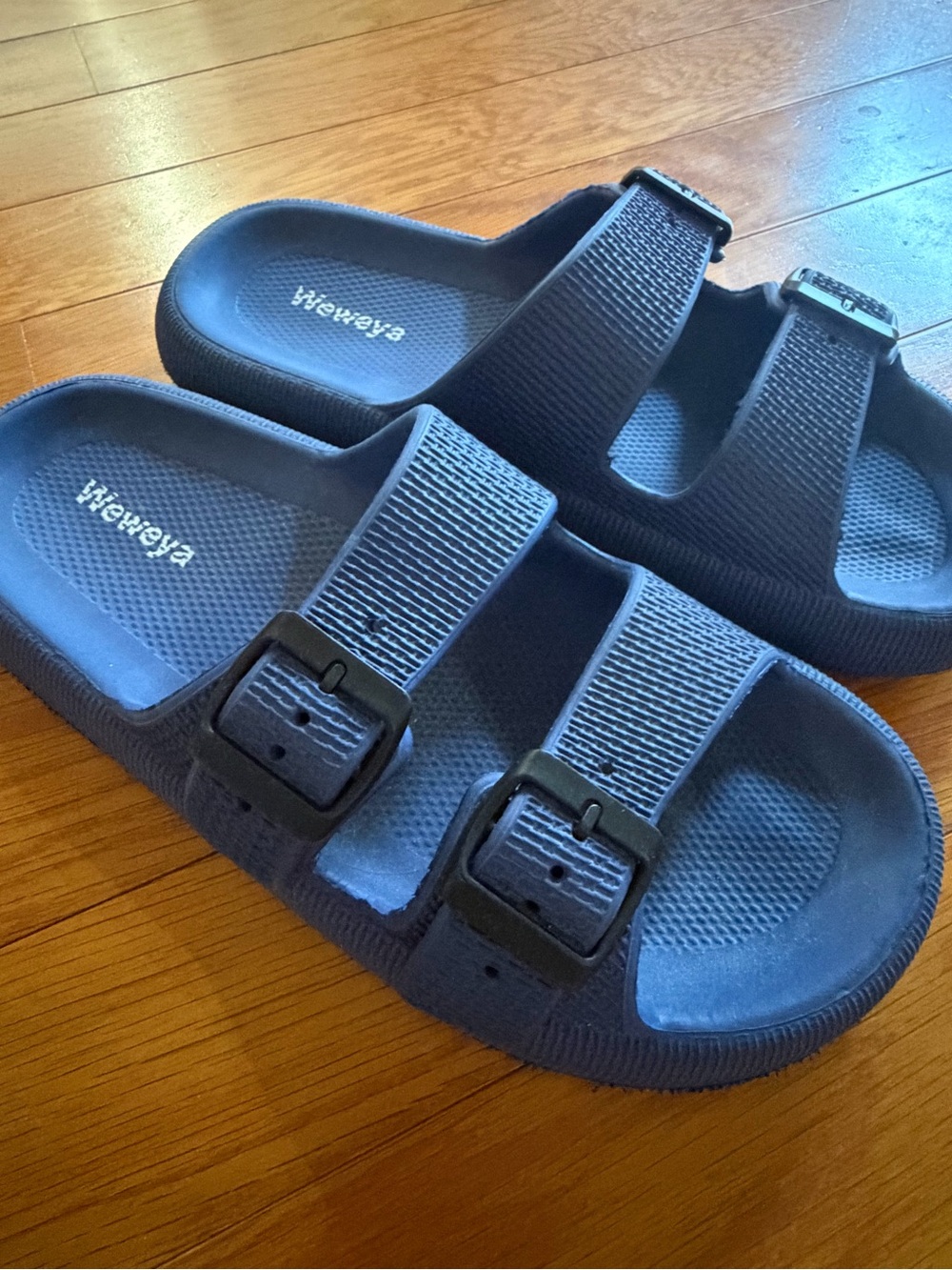 Weweya Navy Blue Double Buckle Slide Sandals Size 42/43 Unisex